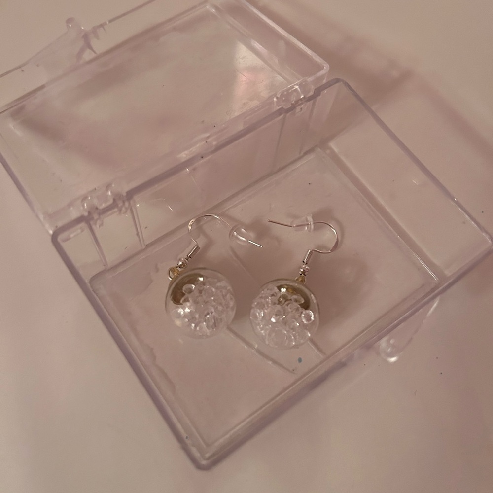 Clear ornament earrings sterling silver